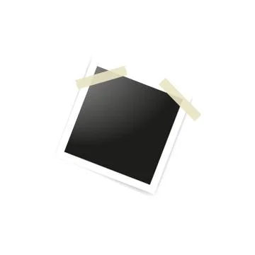 Collection of blank photo frames sticked on duct tape to white background 스톡 일러스트