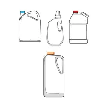Collection of blank plastic liquid detergent containers Stock Illustration