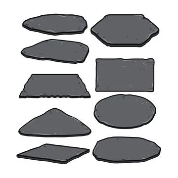 Collection of blank slate stone plates and stepping stones Stock Illustration