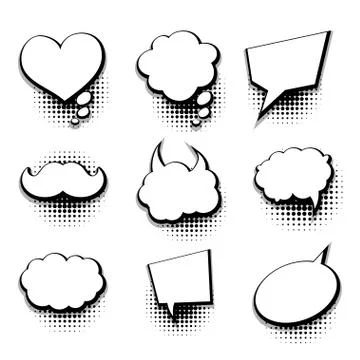 Collection blank template speech bubble comic text Stock Illustration