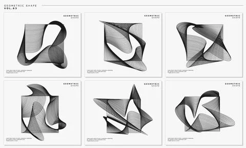 Collection of blend line abstract square logo design. Dynamic lines box vector. Stock Illustration