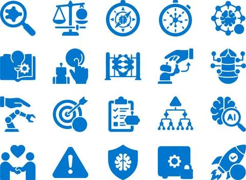 Collection of Blue Artificial Intelligence and Technology Icons for Digital.. Stockillustratie