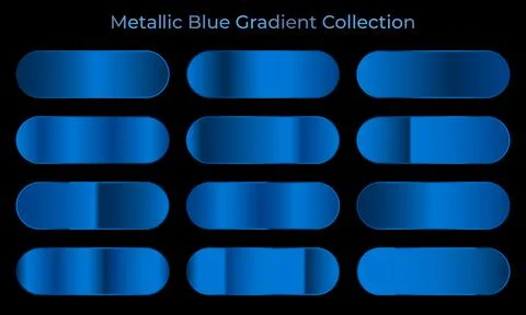 Collection of blue gradient backgrounds. Set of blue metallic textures. Col.. Stock Illustration