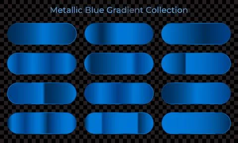 Collection of blue gradient backgrounds. Set of blue metallic textures. Col.. Stock Illustration