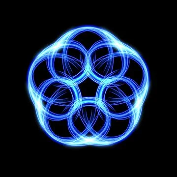Collection of Blue Light Circles Forming A Pentagon, Vector Illustration Stock Illustration