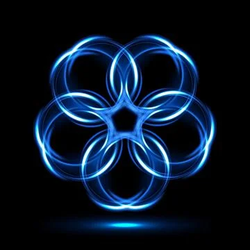Collection of Blue Light Circles Forming A Pentagon, Vector Illustration イラスト素材