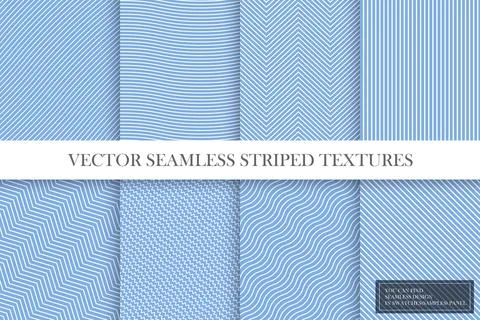 Collection of blue striped patterns - delicate design. Endless linear textures Stock Illustration
