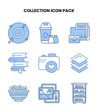 Collection Blue Vector Icons Pack Stock Illustration