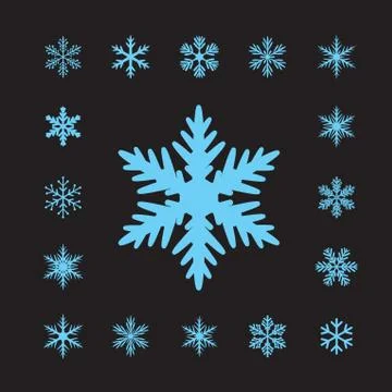 Collection of Blue Vector Snowflakes. Illustrazione stock