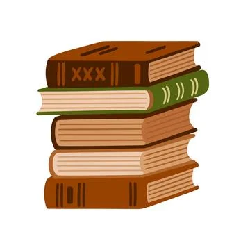 Collection of books on a white background. Stack of books flat vector illustr Stock Illustration