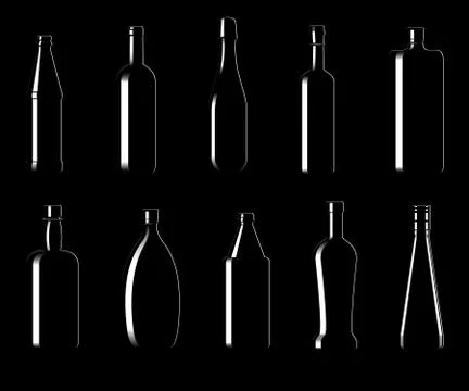 Collection of bottles of different shapes Stock Illustration