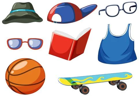 Collection of Boy Objects Vector Stock Illustration