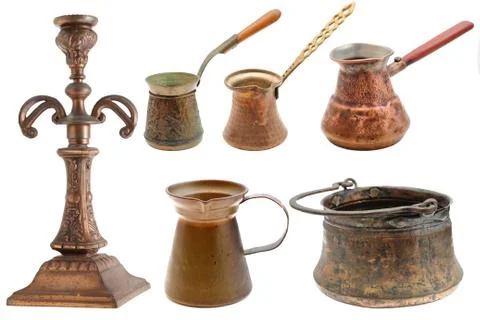 Collection of brass objects Stock Photos