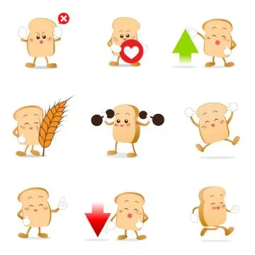 Collection of bread cartoon vector illustration eps 10 스톡 일러스트