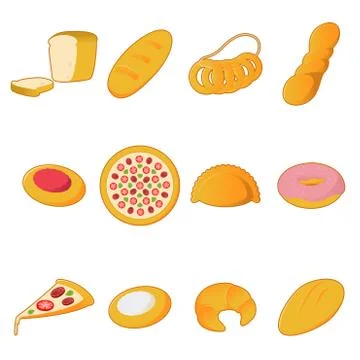 Collection of bread icons Stock Illustration