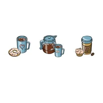 Collection Breakfast coffee with sweets vector illustration Stock Illustration