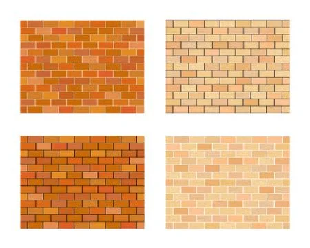 Collection of bricks different color on white  background Stock Illustration