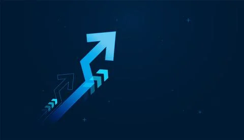 A collection of bright blue Arrows surges diagonally upward, illustrating s.. Ilustração Stock