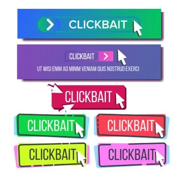 Collection Of Bright Button Clickbait Set Vector Illustrazione stock