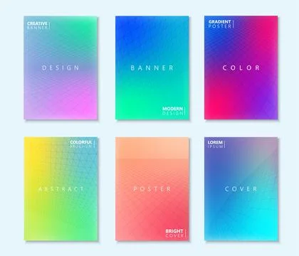 Collection of bright gradient colorful abstract posters, templates, placards Stock Illustration