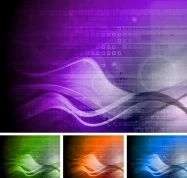 Collection of bright technical backgrounds Stock Illustration
