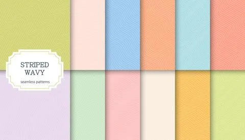 Collection of bright vector simple seamless curve outline patterns. Striped Stock Illustration