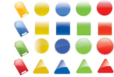 Collection of brightly colored, glossy web elements. perfect for adding your イラスト素材