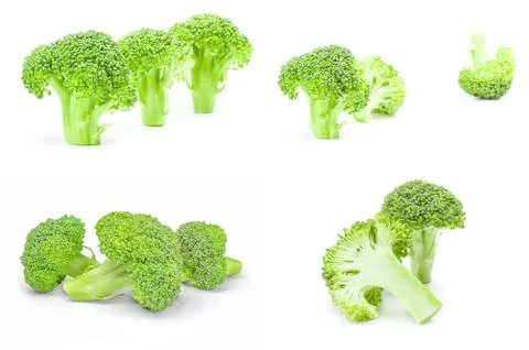Collection of broccoli cabbage isolated on white Foto stock