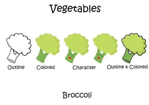 Collection of broccoli vegetable illustrations Illustrazione stock