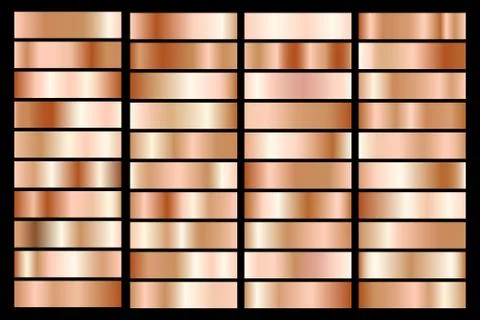 Collection of bronze metallic gradient. Brilliant plates with bronze effect.  Stock Illustration
