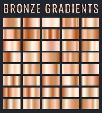 Collection of bronze metallic gradient. Brilliant plates with bronze effect.  Stock Illustration