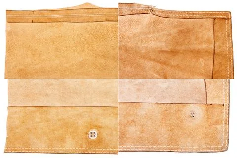 Collection of brown leather textures Stock Photos