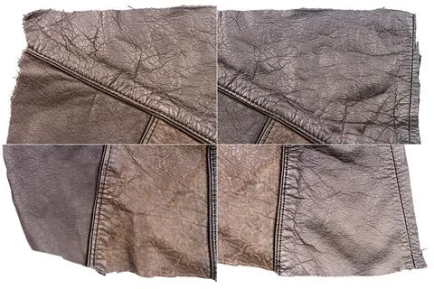 Collection of brown leather textures Stock Photos