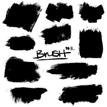 Collection of brush strokes, ink vector elements Stock Illustration