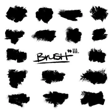 Collection of brush strokes, ink vector elements Stock Illustration