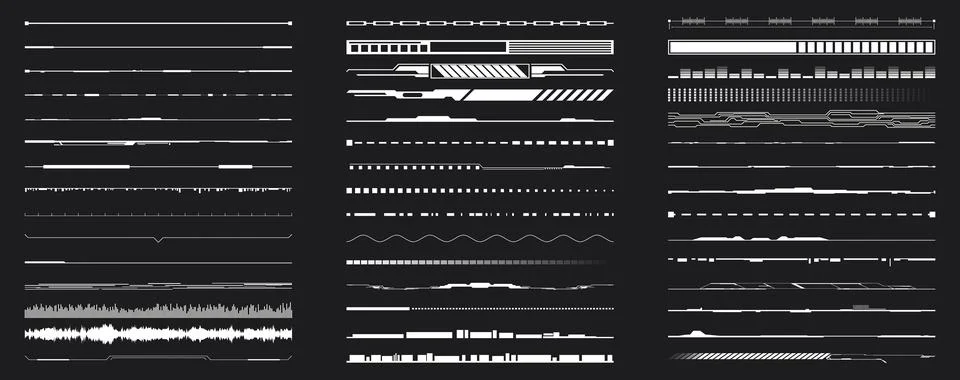 Collection of brushes for creating HUD elements of digital design Stock Illustration