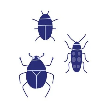Collection of bugs, cartoon style. Set of insects. Trendy modern vector ill.. Stock Illustration