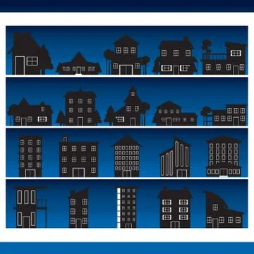 Collection Of Building Silhouettes Ilustración de archivo