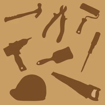 Collection building tools Stock Illustration