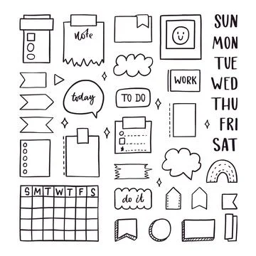Collection of bullet journal elements イラスト素材
