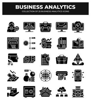 Collection of Business Analytics Icons. Data Analysis. Financial Reports. a.. Stock Illustration