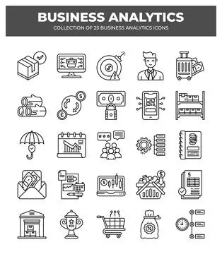 Collection of Business Analytics Icons. Data Analysis. Financial Reports. a.. Stock Illustration