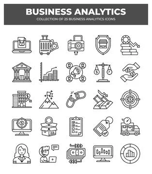 Collection of Business Analytics Icons. Data Analysis. Financial Reports. a.. Stock Illustration