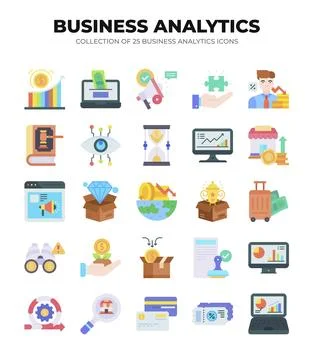 Collection of Business Analytics Icons. Data Analysis. Financial Reports. a.. Illustrazione stock