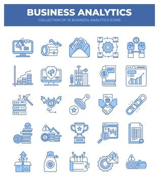 Collection of Business Analytics Icons. Data Analysis. Financial Reports. a.. Stock Illustration