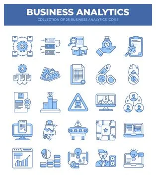 Collection of Business Analytics Icons. Data Analysis. Financial Reports. a.. Illustrazione stock