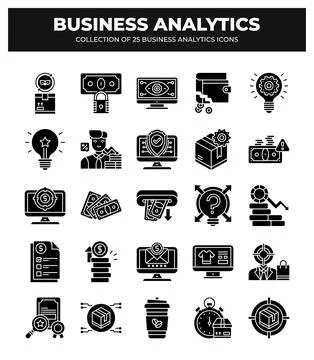Collection of Business Analytics Icons. Data Analysis. Financial Reports. a.. Illustrazione stock