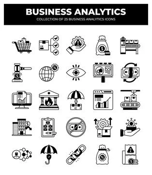 Collection of Business Analytics Icons. Data Analysis. Financial Reports. a.. Stock Illustration