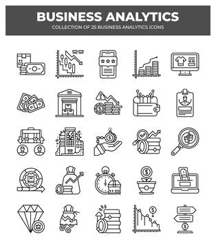Collection of Business Analytics Icons. Data Analysis. Financial Reports. a.. Stock Illustration