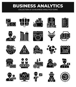 Collection of Business Analytics Icons. Data Analysis. Financial Reports. a.. Stock Illustration